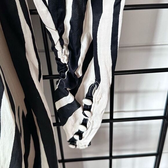 Zara‎ Zebra Print Wrap Around Romper Mini Dress Womens M Black Cream Boho - Picture 8 of 14